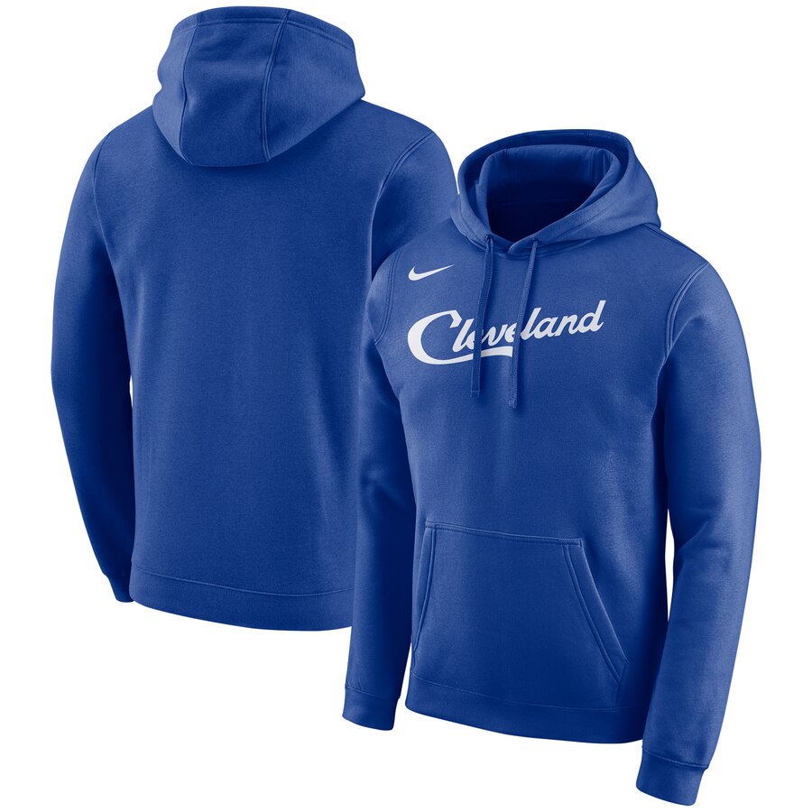 NBA Cleveland Cavaliers Nike City Edition Logo Essential Pullover Hoodie Blue-0